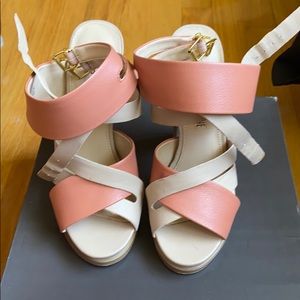 Leila stone nude and peach heels sandals